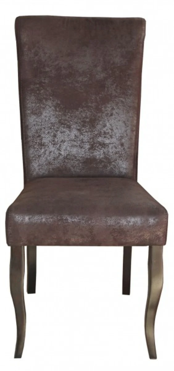 Dining room chair brown/brown suede without armrests - Baroque furniture