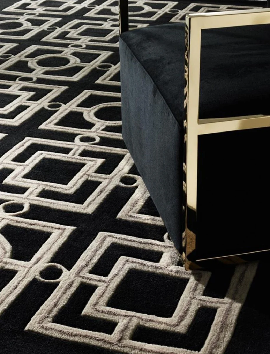 Luxus Hotel Teppich Schwarz / Taupe - Verschiedene Größen - Luxus Hotel Accessoires