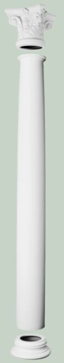 Baroque decorative element base white Ø 32 x H. 12.5 cm - round decorative column base in baroque style