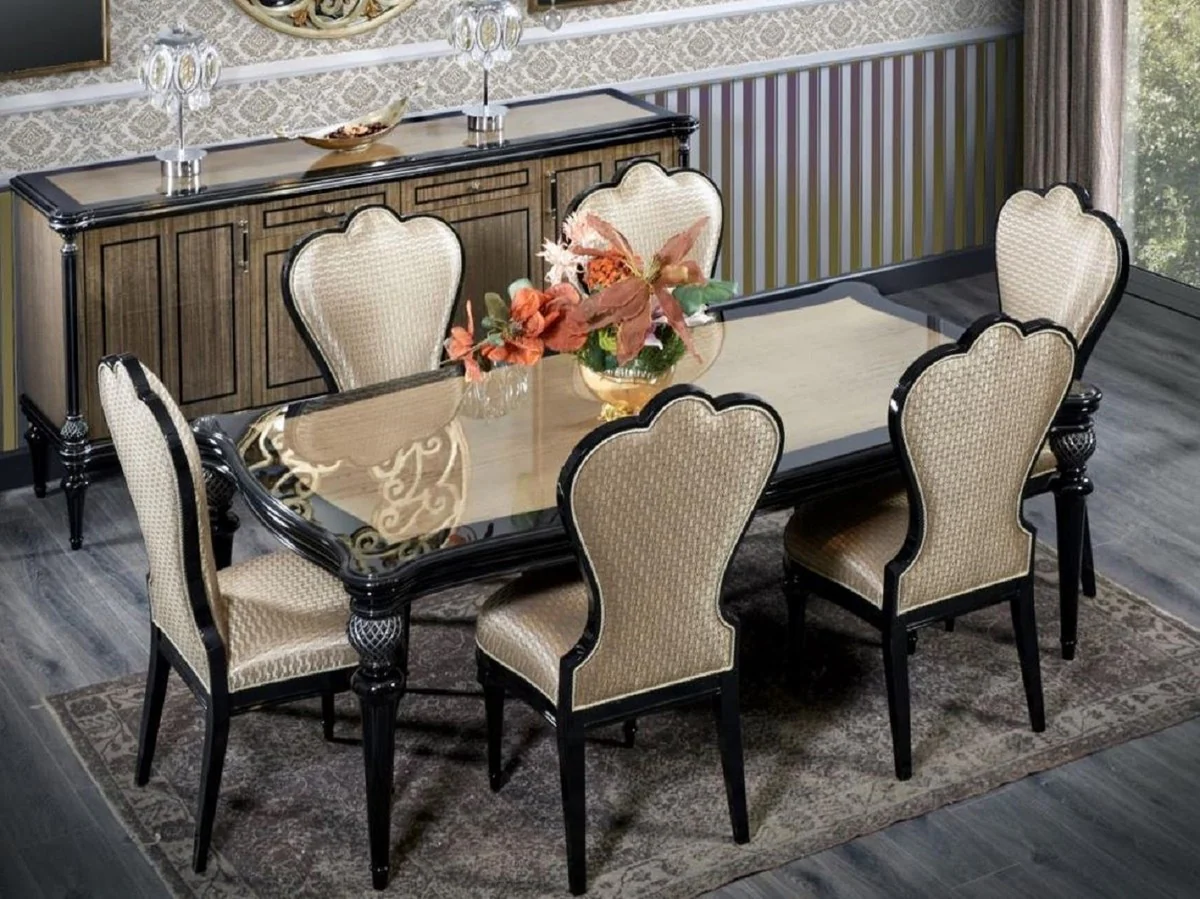 Luxury Baroque Dining Room Set Gold / Black - Handcrafted Baroque Dining Room Furniture