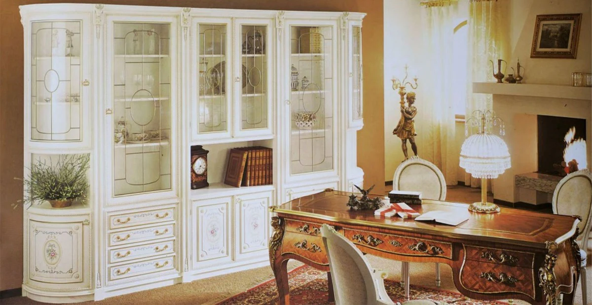 Luxury Baroque Cabinet White / Multicolored / Gold - Living Room Cabinet in Baroque Style - Baroque Living Room Furniture - Luxury Quality - Made in Italy