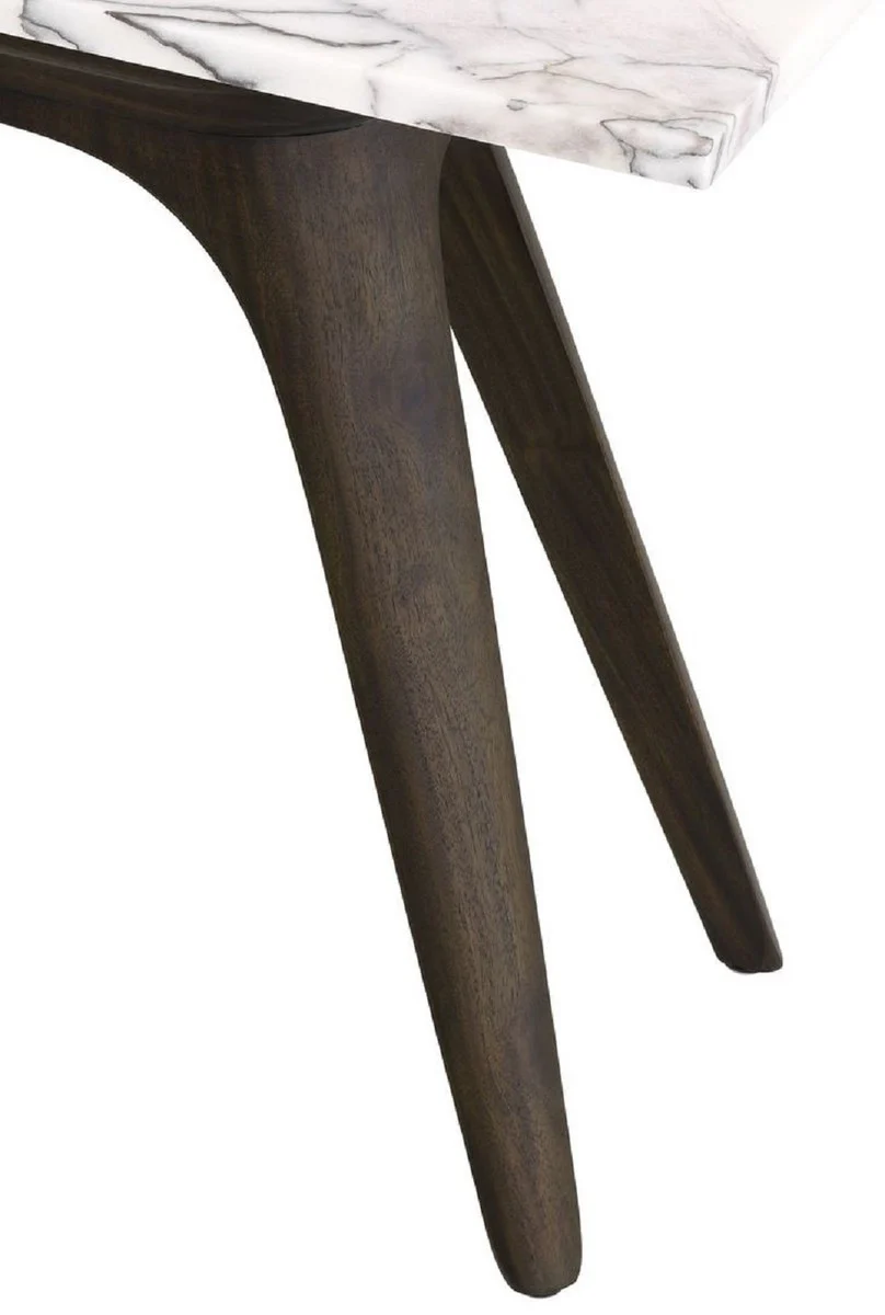 Luxury side table mocha / white-lilac 60 x 30 x H. 51 cm - Rectangular mahogany table with marble top - Living room furniture - Luxury furniture