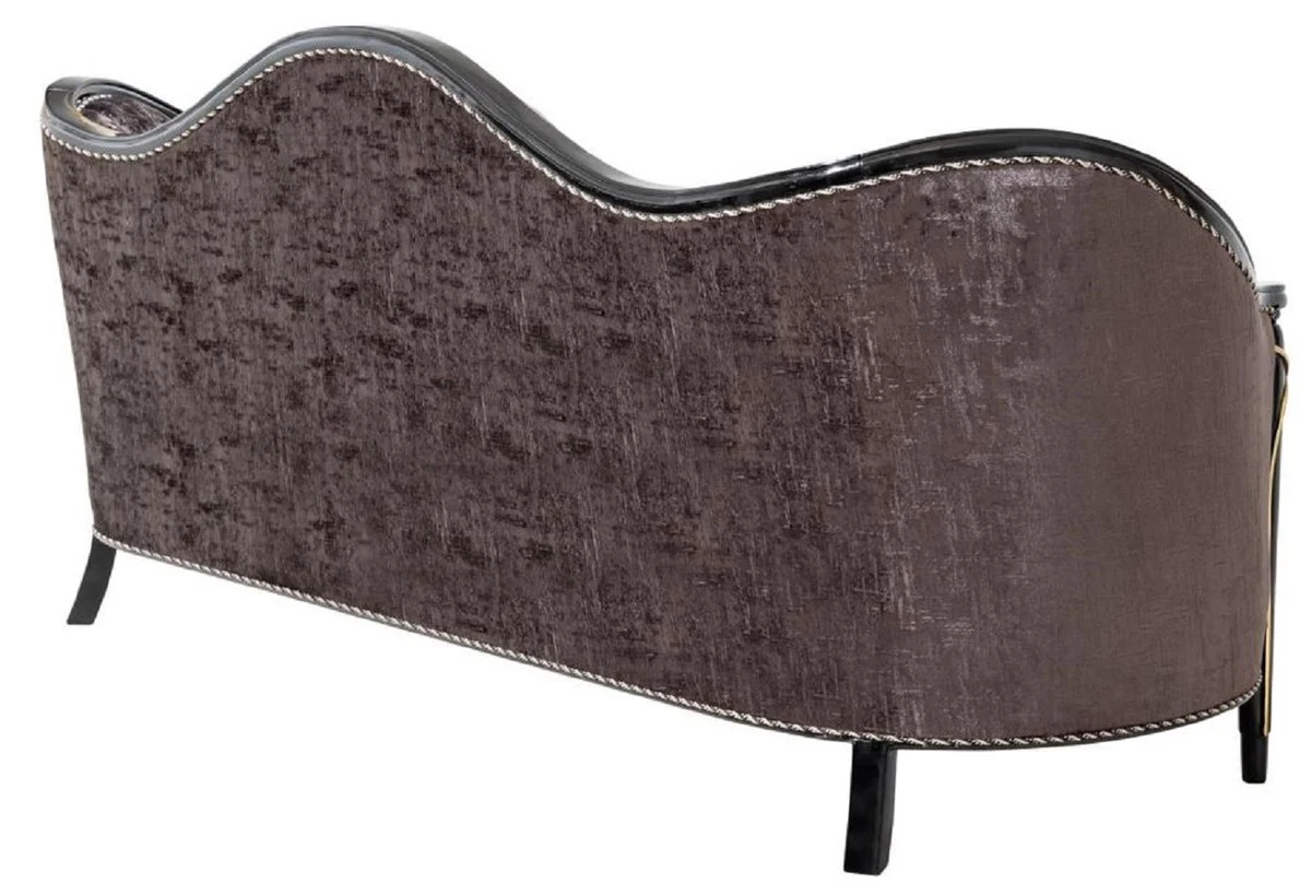 Luxury Baroque Living Room Sofa Purple / Black / Gold 250 cm