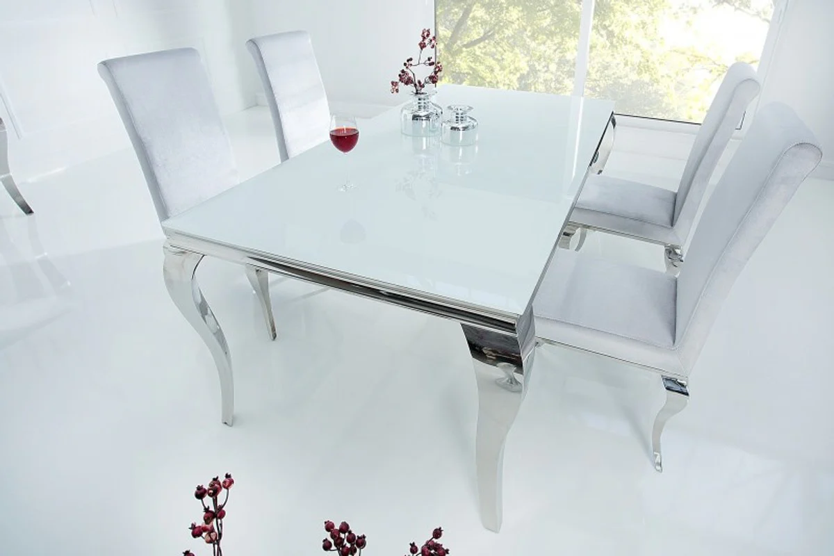 Designer dining table 180 cm white / silver - modern baroque