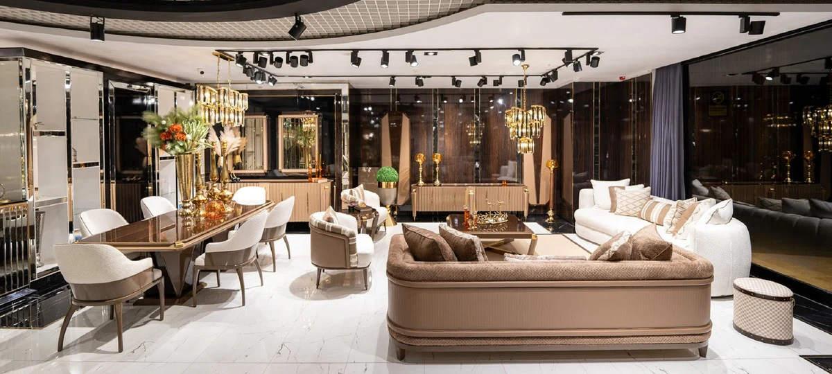 Luxury Sofa Brown / Gold - Living Room Sofa - Hotel Sofa - Living Room Furniture - Hotel Furniture - Luxury Furniture