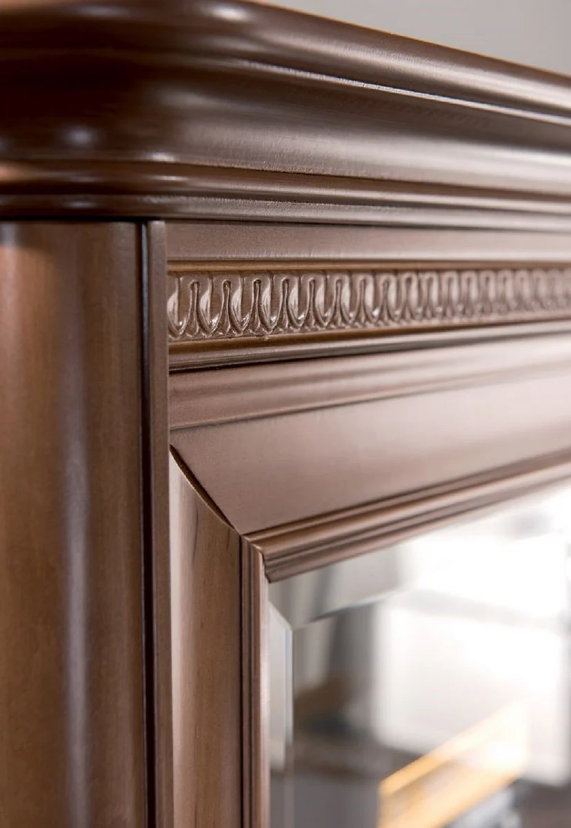 Luxury Art Nouveau bookcase brown / cream 222.9 x 46.1 x H. 196.6 cm - solid wood cabinet with 2 sliding doors - living room cabinet - office cabinet - Baroque & Art Nouveau furniture