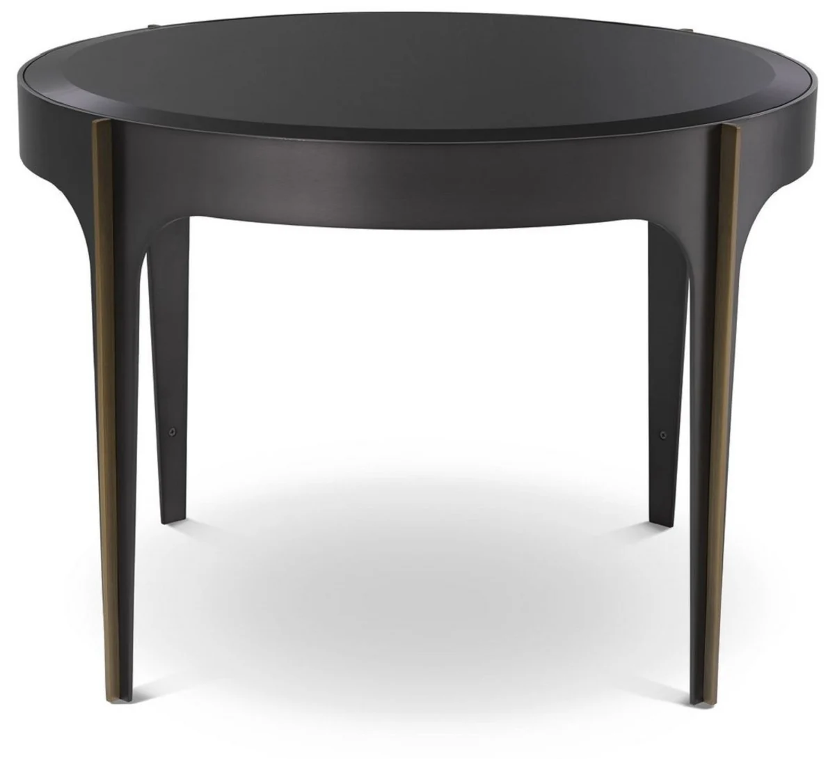 Luxury side table bronze / brass / black Ø 64 x H. 43.5 cm - Round stainless steel table with glass top - Luxury living room furniture