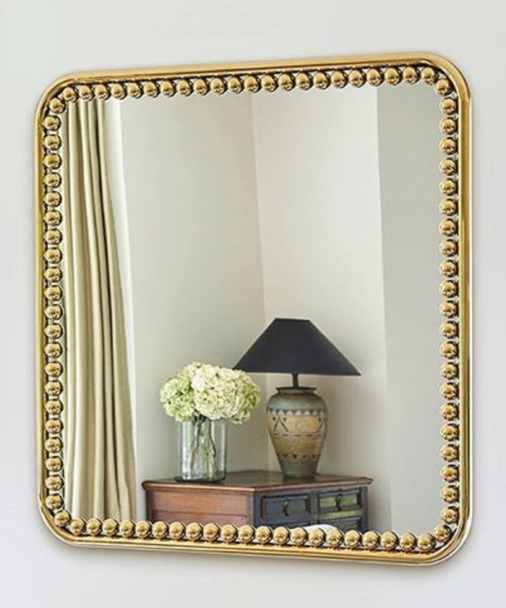 Luxury wall mirror gold 95 x 3 x H. 95 cm - Square living room mirror with metal frame - Bedroom mirror - Bathroom mirror - Cloakroom mirror - Luxury collection