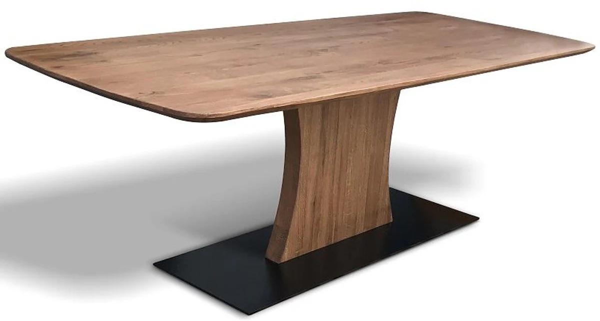 Luxury oak wood dining table with metal base - All colors & sizes - Rustic & solid