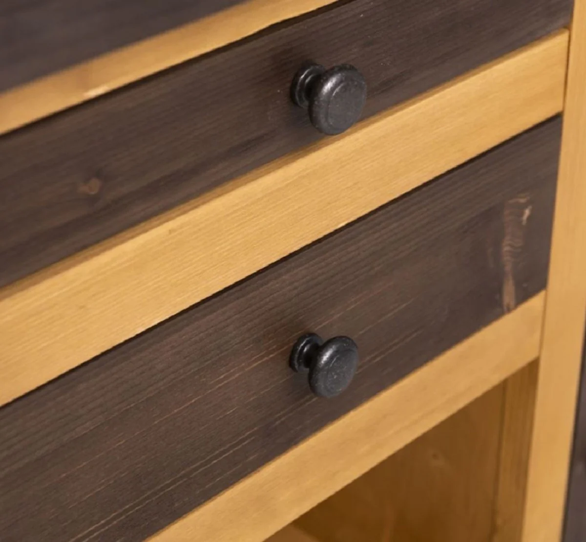 Country house style kitchen island brown / natural colors 150 x 90 x H. 90 cm - solid wood kitchen cabinet - country house style solid wood kitchen furniture - solid wood dining room furniture in country house style