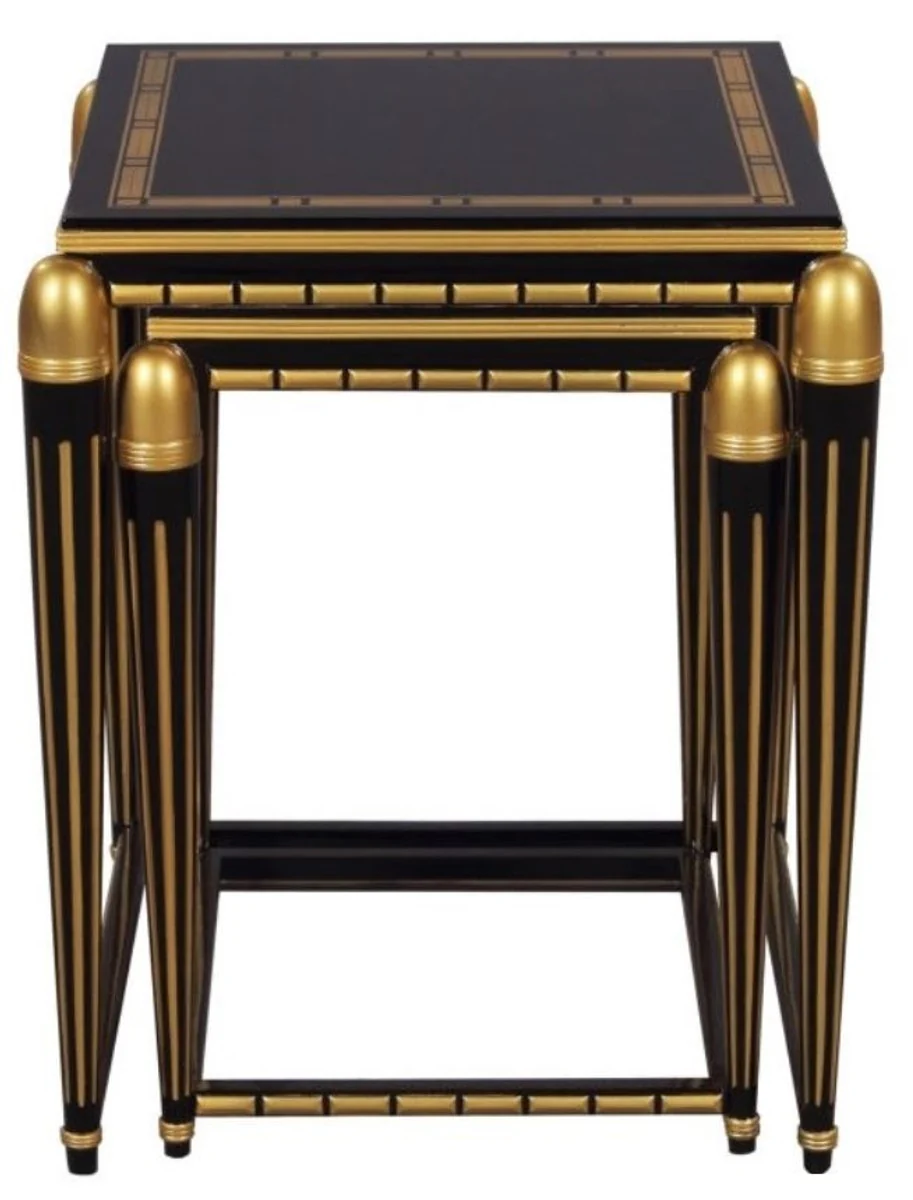 Luxury living room side table set black / gold 45 x 45 x H. 54 cm - Luxury Furniture