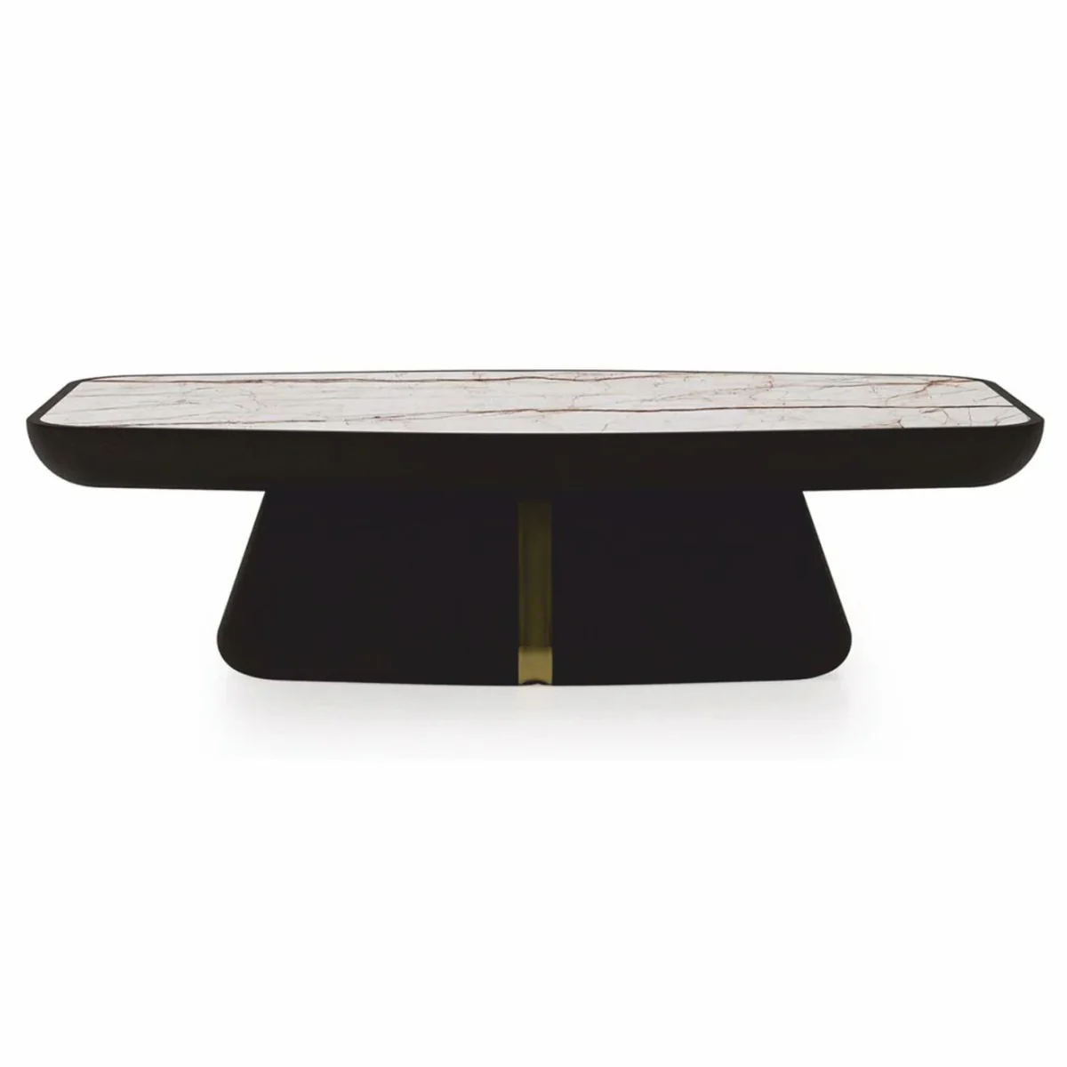 Luxury coffee table with marble top dark brown / brass / white-brown 150 cm