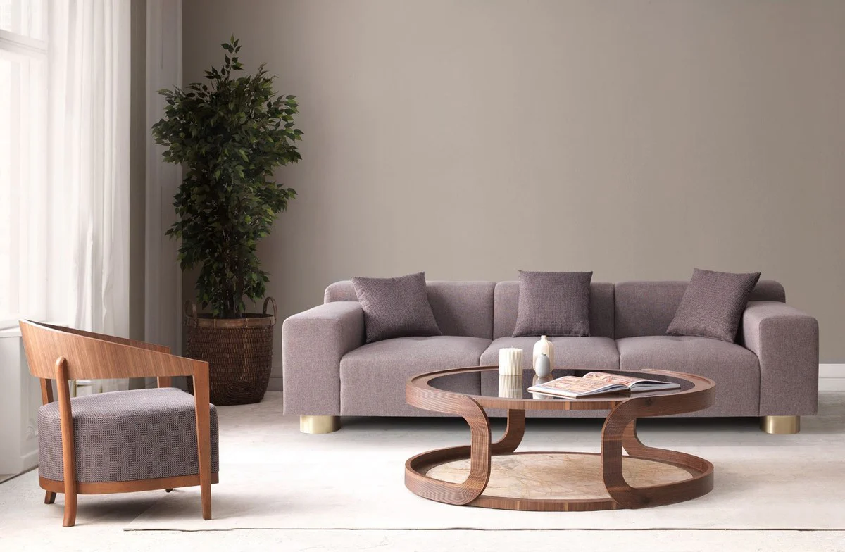 Luxury sofa gray / brass 260 x 100 x H. 70 cm - Living room sofa - Hotel sofa - Living room furniture - Living room furniture - Hotel furniture - Luxury furniture - Luxury furniture