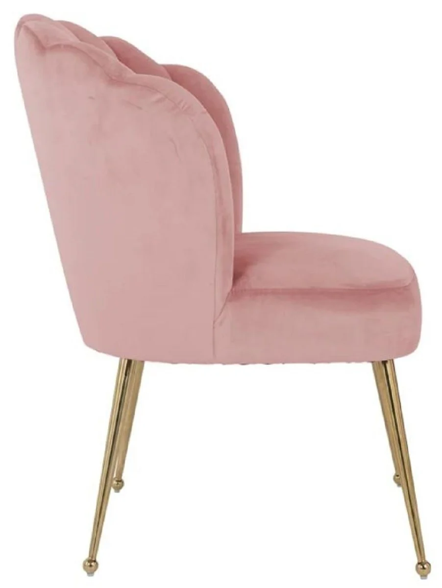 Luxury velvet dining room chair pink / gold 66 x 64 x H. 86 cm - kitchen chair with velvet fabric - dining room furniture - kitchen furniture - luxury furniture