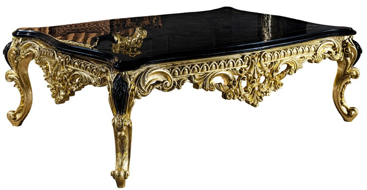 Luxury baroque living room set brown / black / gold - 2 sofas & 2 armchairs & 1 coffee table - magnificent living room furniture in baroque style