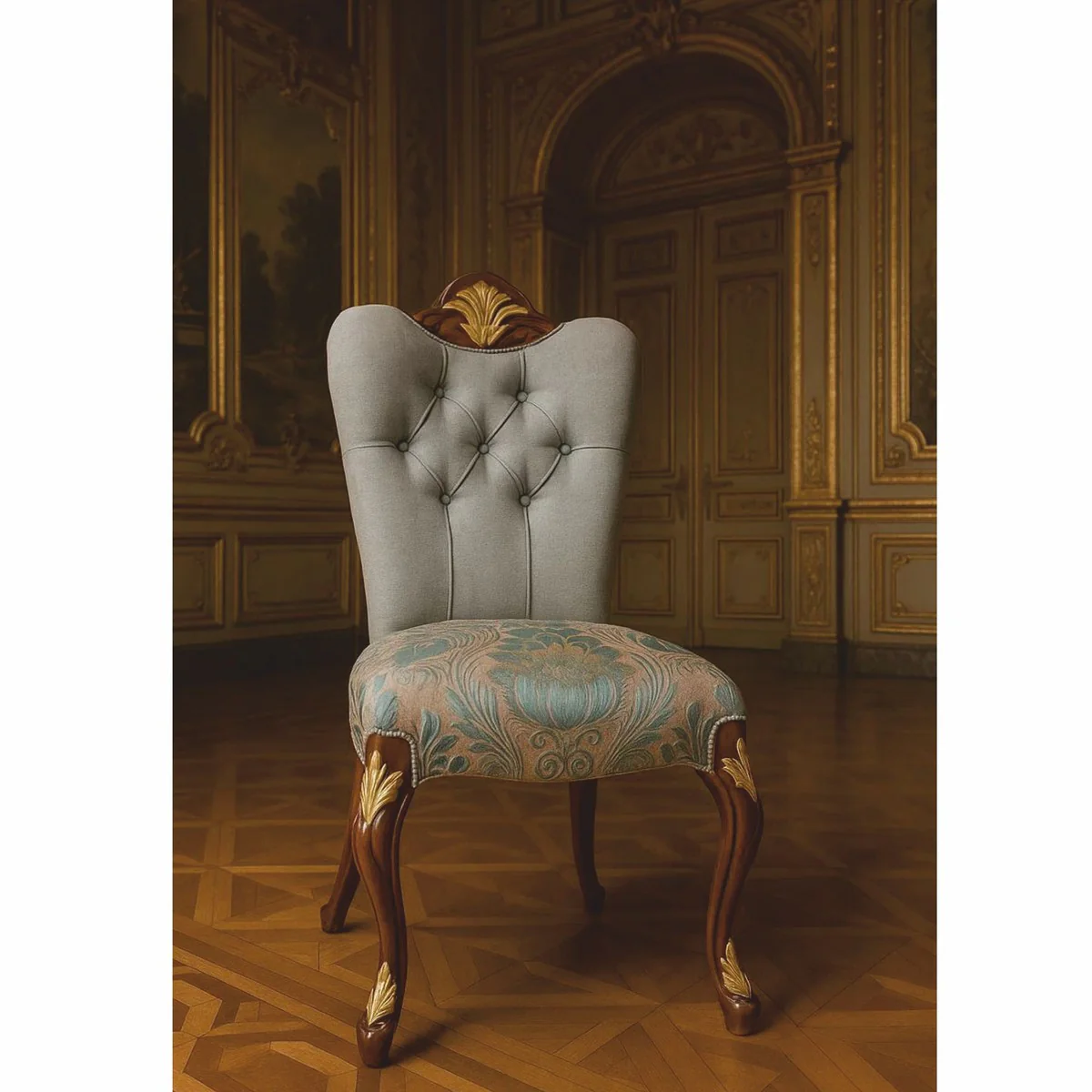 Luxury Baroque Dining Room Chair Gray / Turquoise / Brown / Gold - Baroque Furniture