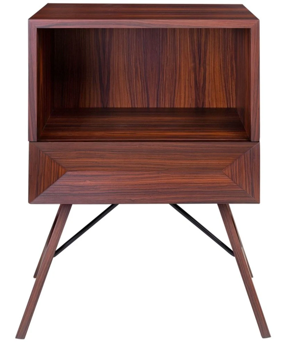 Luxury rosewood bedside table with drawer brown 50 x 40 x H. 70 cm - Bedroom furniture