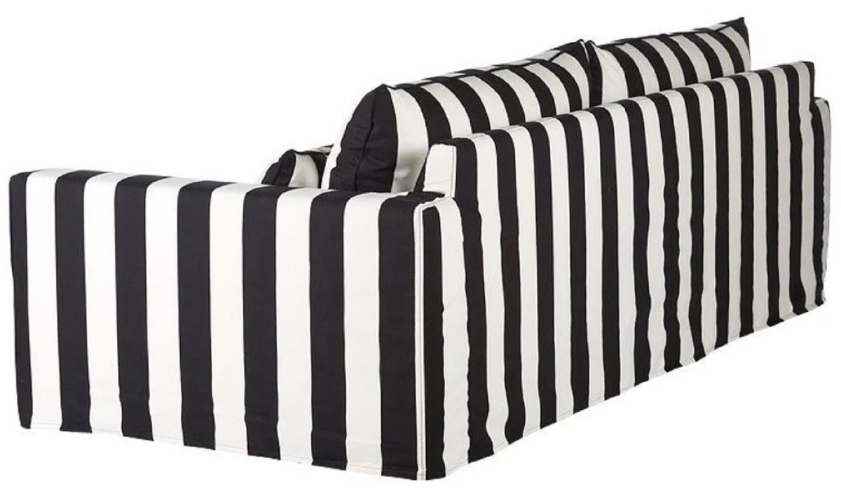 Sofa Black / White - Modern Living Room Sofa with Stripes - Modern Living Room Furniture