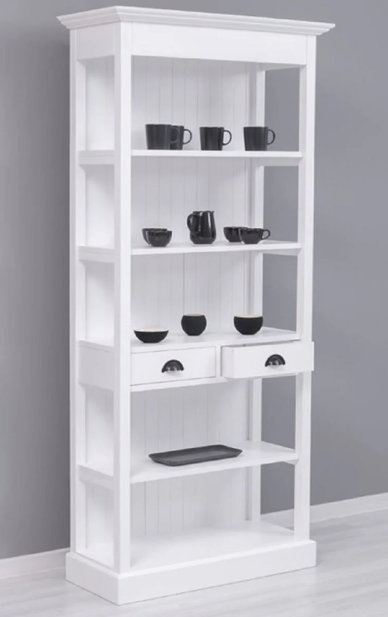 Country house style cupboard white 91 x 39 x H. 197 cm - country house style dining room cupboard - solid wood furniture - country house style shabby chic furniture