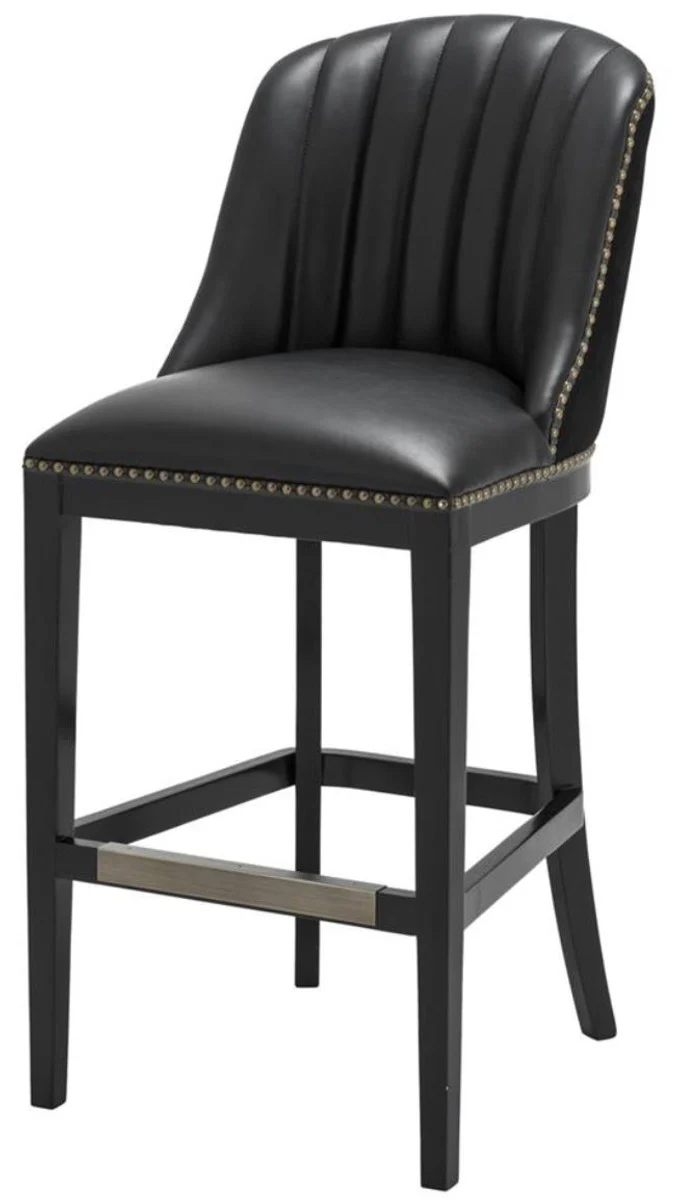 Bar chair black 49.5 x 61 x H. 115 cm - luxury bar stool with backrest