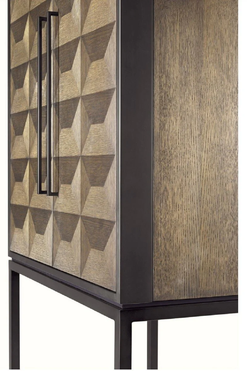 Luxury wine cabinet with 2 doors brown / dark brown / black 95 x 58 x H. 168.5 cm - bar furniture - luxury quality