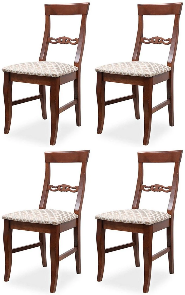 Biedermeier dining room chair set of 4 bronze / white / dark brown 43 x 52 x H. 96 cm - Solid wood kitchen chairs - Solid wood dining room furniture - Biedermeier dining room furniture