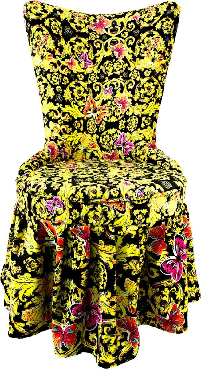 Pompöös by Luxus Baroque Castle Dining Room Chairs Butterflies & Flowers Multicolored / Black / Gold - Pompöös Baroque Chairs designed by Harald Glööckler - 6 Dining Room Chairs - Baroque Furniture