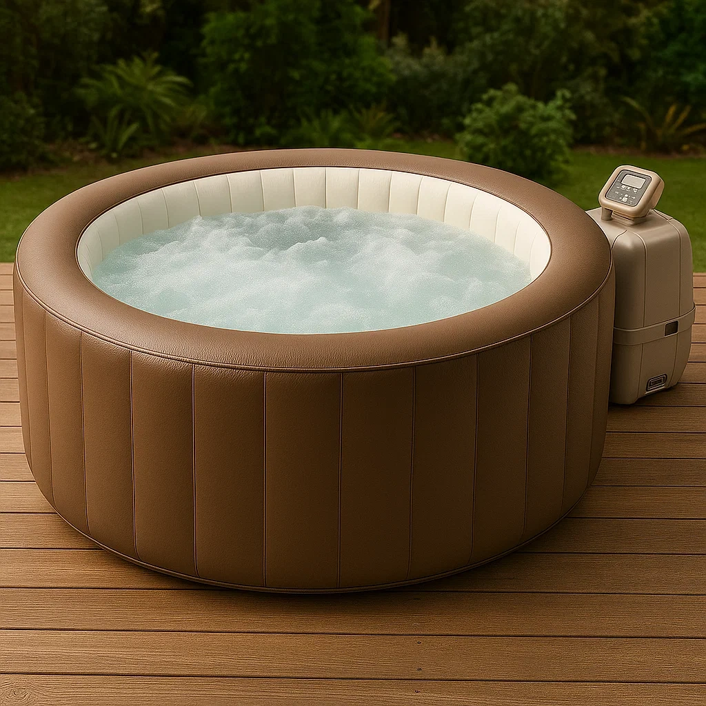 Aufblasbarer Whirlpool 178x178x70 cm, 4 Sitze, braun/weiß, quadratische Form uUAIFgX356Bg