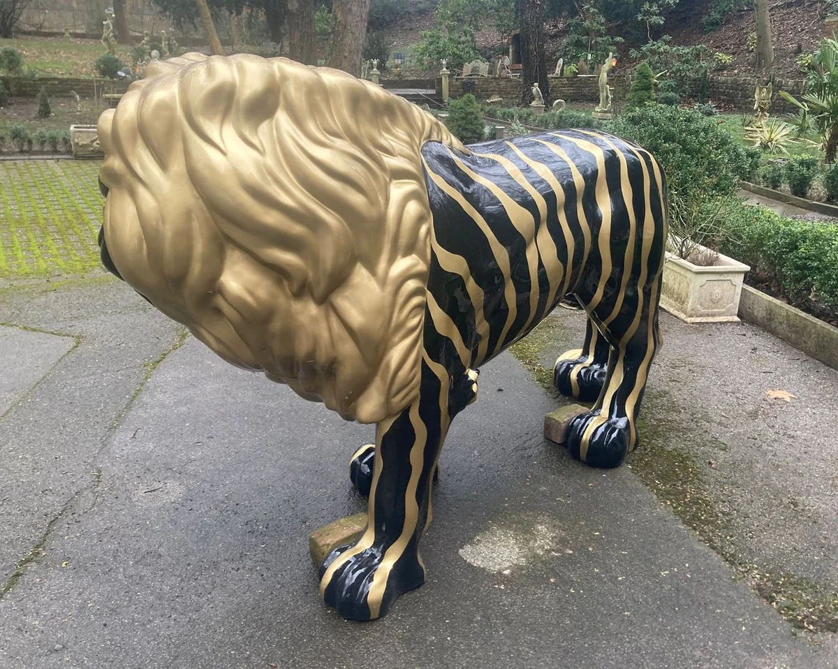 Luxury XXL decorative sculpture lion black / gold 190 cm