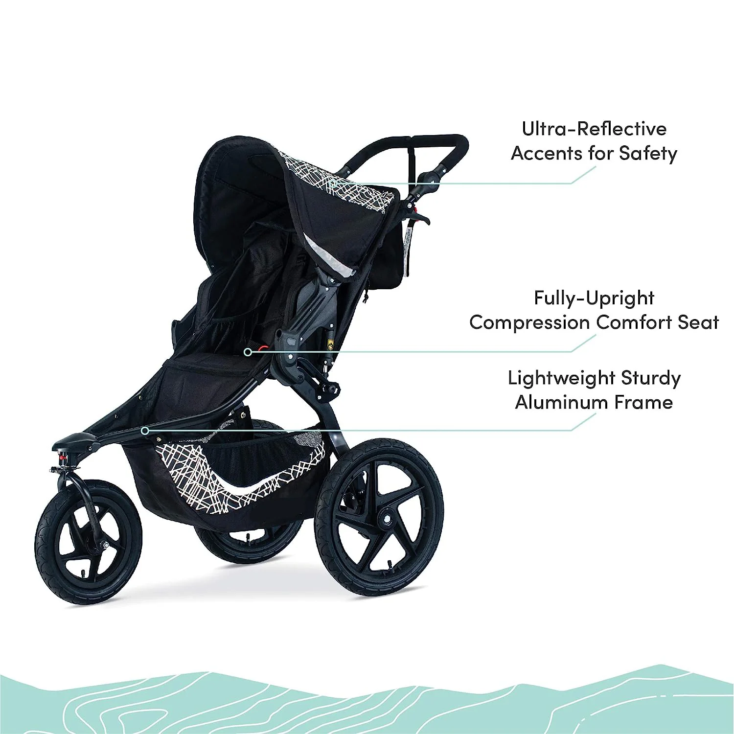 Gear Revolution Flex 3.0 Jogging-Kinderwagen, Lunar – Ultrareflektierende Akzente