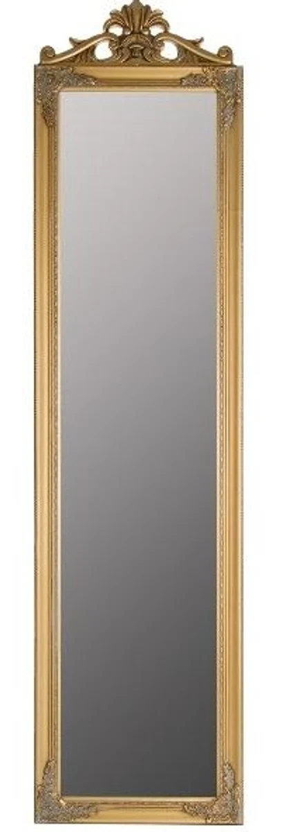 Baroque standing mirror gold with beautiful antique gold baroque frame and ornamental attachment H. 180 cm - handmade