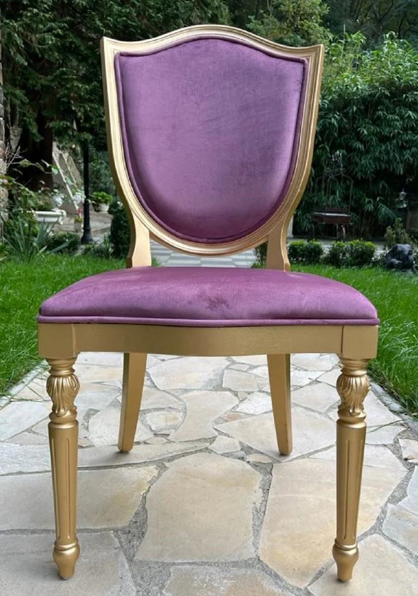 Luxury Art Deco Velvet Dining Chair Purple / Gold - Art Deco Solid Wood Chair - Art Deco Dining Room Furniture - Art Deco Furniture - Art Deco Furnishings - Luxury Furniture in Art Deco Style