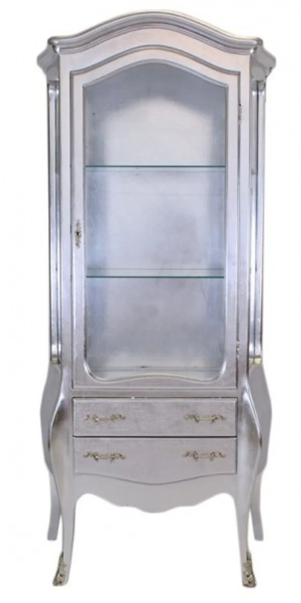 Baroque display cabinet silver / silver - glass display cabinet furniture cabinet