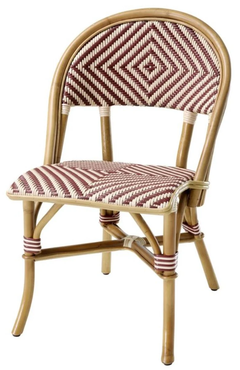 Luxury rattan chair natural colors / burgundy / white 46 x 60 x H. 83 cm - winter garden furniture