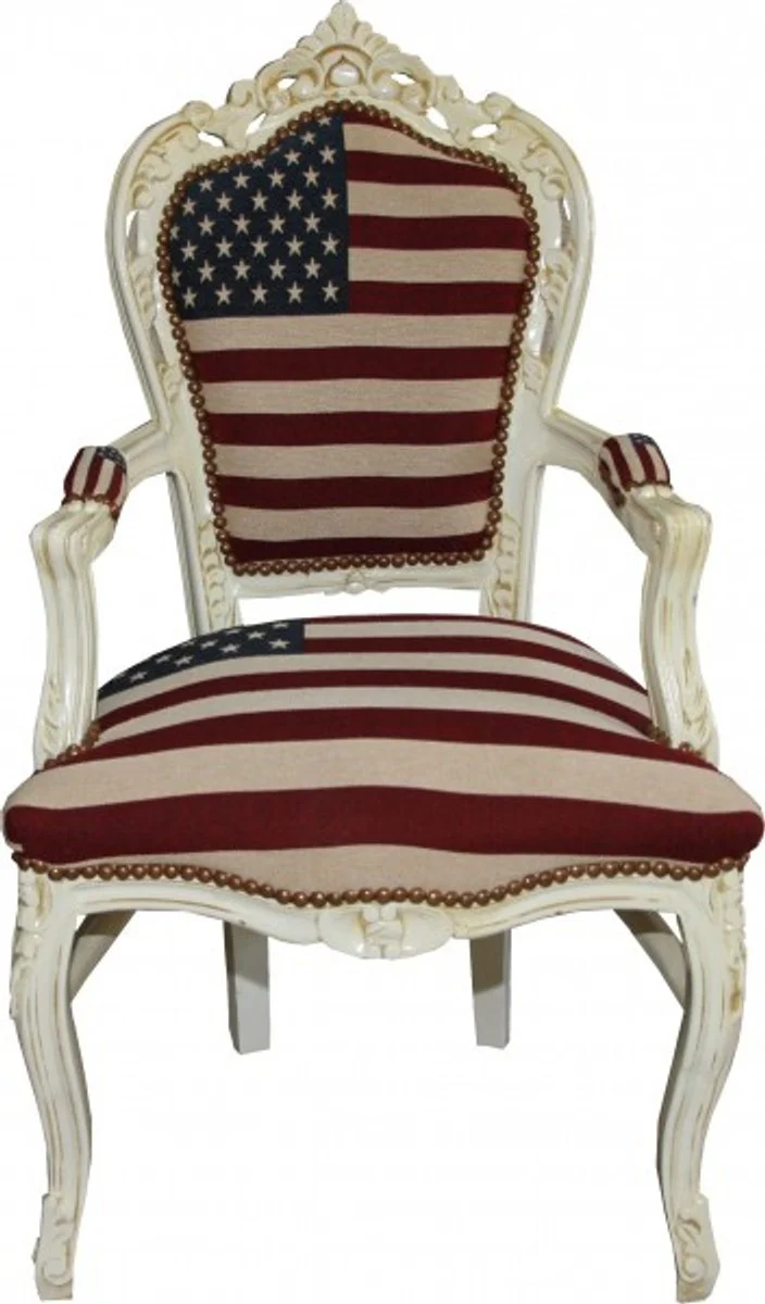 Baroque Dining Chair with Armrests USA / Cream Antique Style
