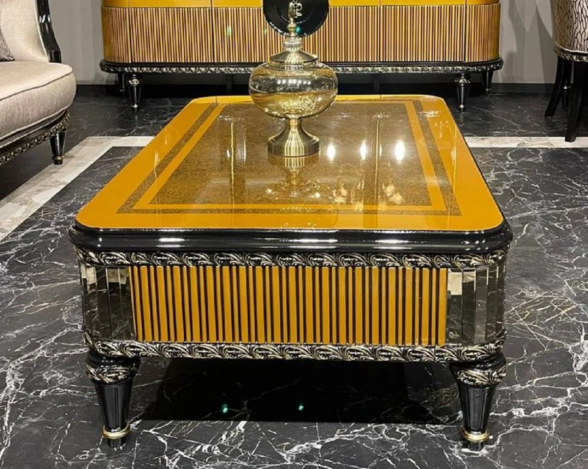 Luxury baroque coffee table gold / black / gold - magnificent living room table in baroque style - baroque style living room furniture - baroque furnishings - baroque furniture - luxury furniture in baroque style