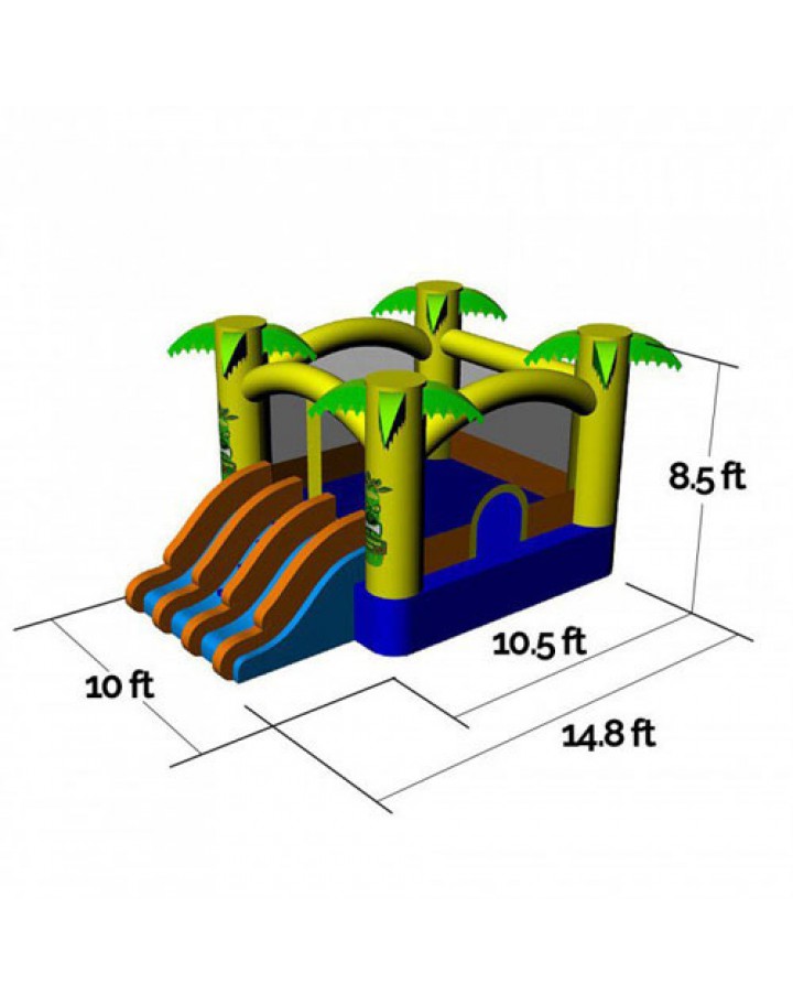 Tiki Island Combo 10 Kommerzielle aufblasbare Prahler Slide
