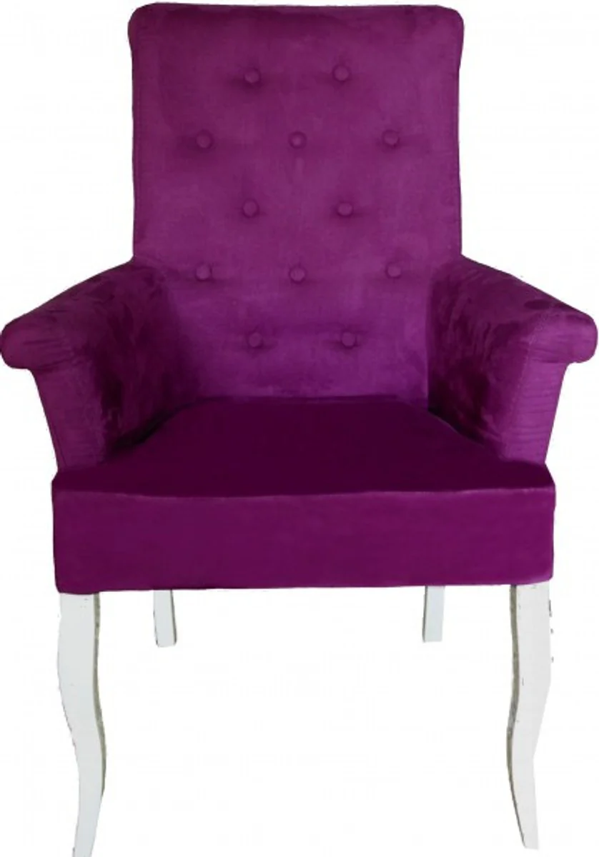 Dining room chair purple / white with armrests - Baroque furniture
