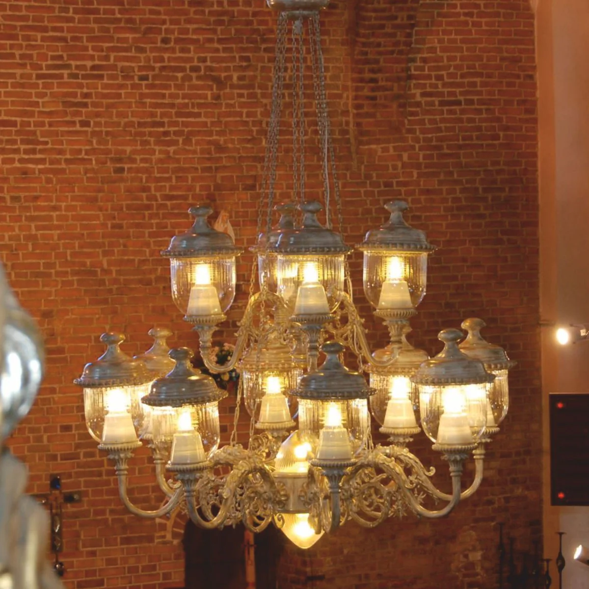 Luxury Baroque Chandelier Gray Ø 247.5 x H. 250 cm - Huge Hotel Chandelier