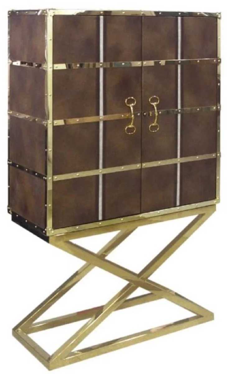 Luxury bar cabinet brown / gold 108 x 48 x H. 180 cm - Elegant wine cabinet with 2 doors - Luxury bar furniture