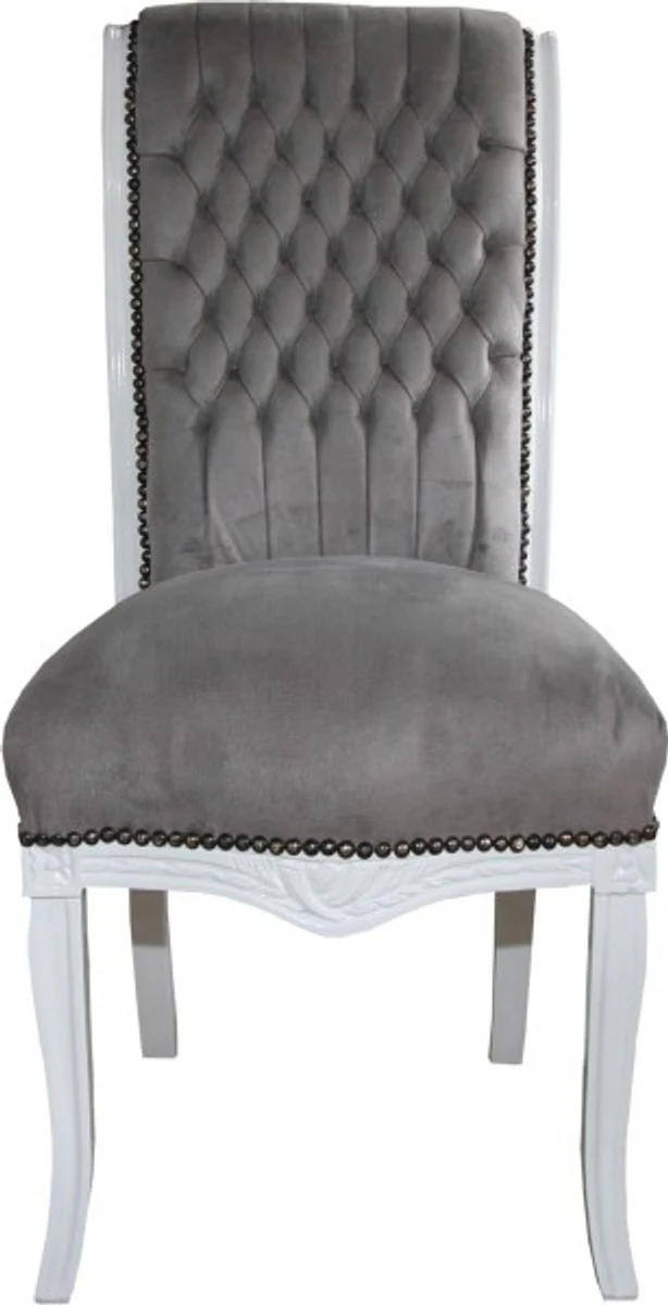 Baroque high-back dining room chair grey/white - high-back chair furniture - baroque furniture