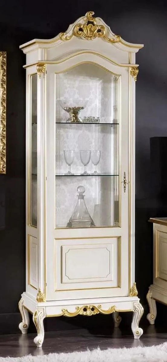 Luxury Baroque display cabinet white / gold - Handcrafted solid wood display cabinet with door - Magnificent Baroque furniture - Luxury quality - Made in Italy