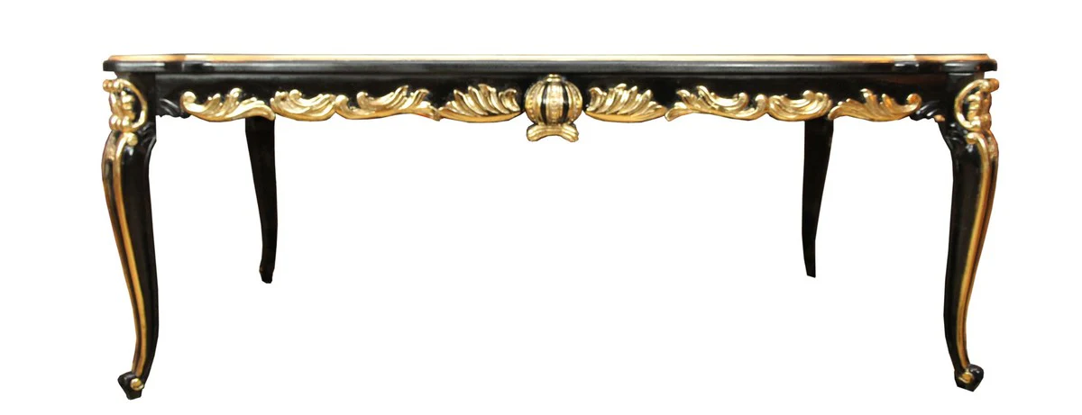 Pompöös by Baroque luxury dining table with glass top black / gold 160 x 100 cm - Pompöös baroque dining table designed by Harald Glööckler