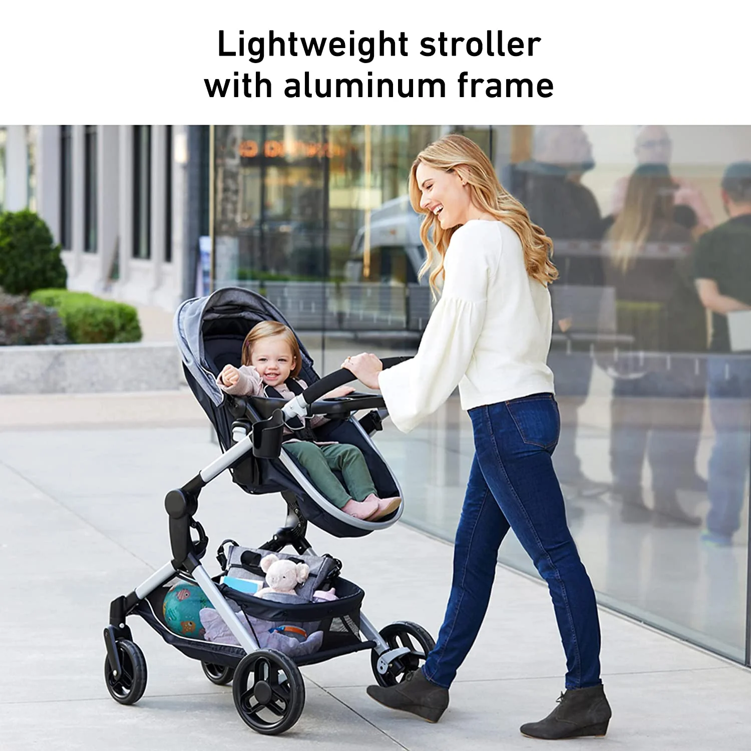 Modes Pramette Kinderwagen, Kinderwagen mit echtem Kinderwagenmodus, umkehrbarem Sitz, einhändig klappbar, zusätzlicher Stauraum, Kindertablett, Pierce