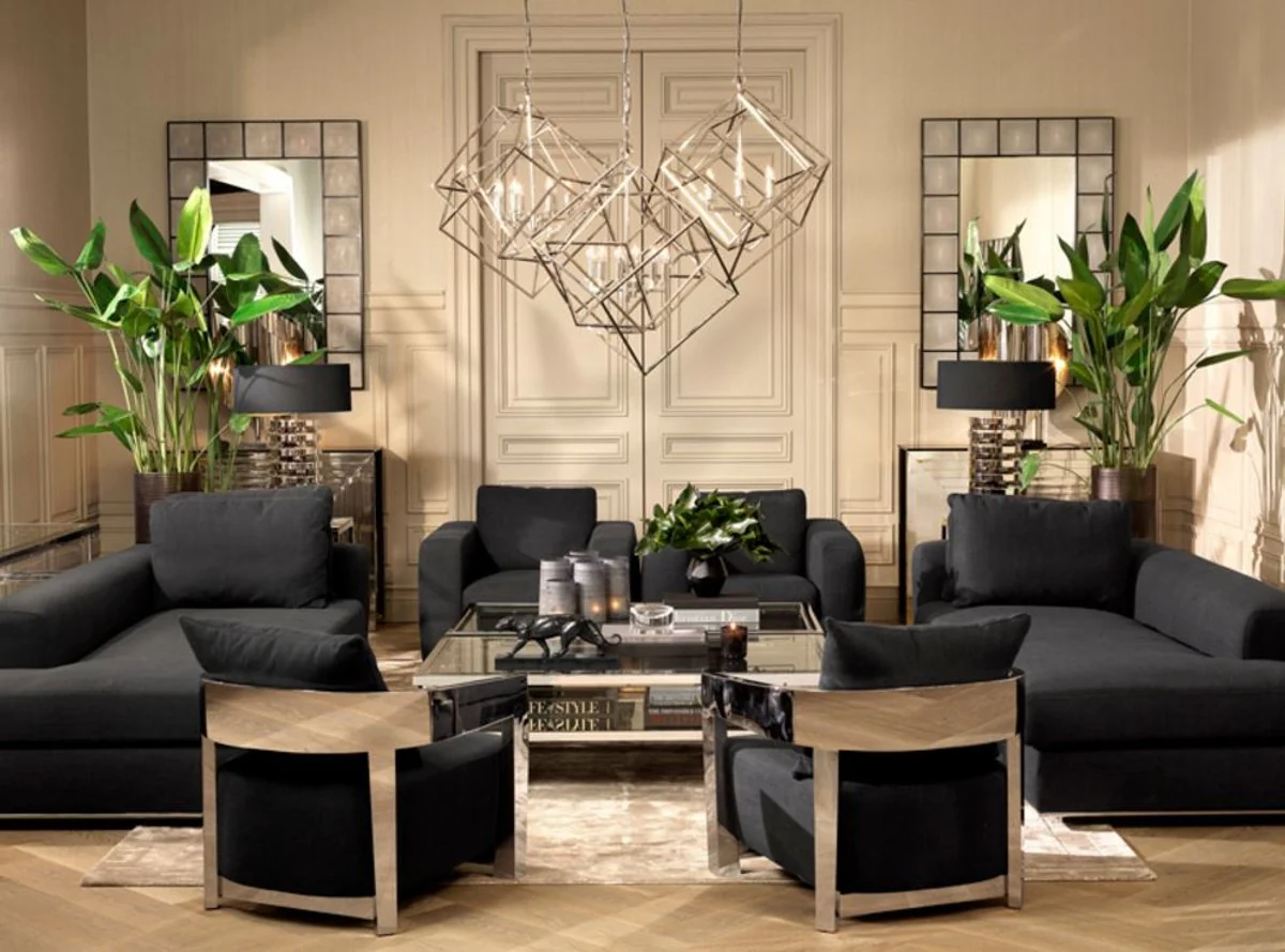 Designer sofa black left side 231 x 101 x H. 85 cm - luxury living room furniture