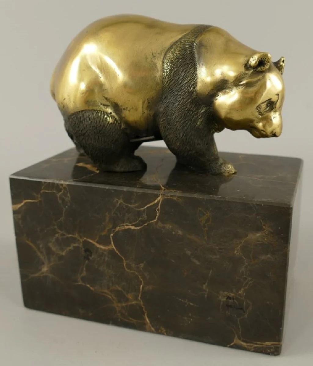 Bronze Skulptur Panda Bär Gold / Schwarz 13 x 7 x H. 15 cm - Bronzefigur - Dekofigur - Schreibtisch Deko Accessoires
