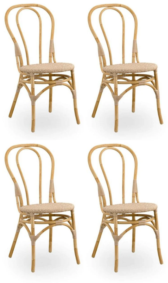 Luxury garden chair set of 4 natural colors 45 x 56 x H. 88 cm - modern rattan garden and patio furniture - luxury quality