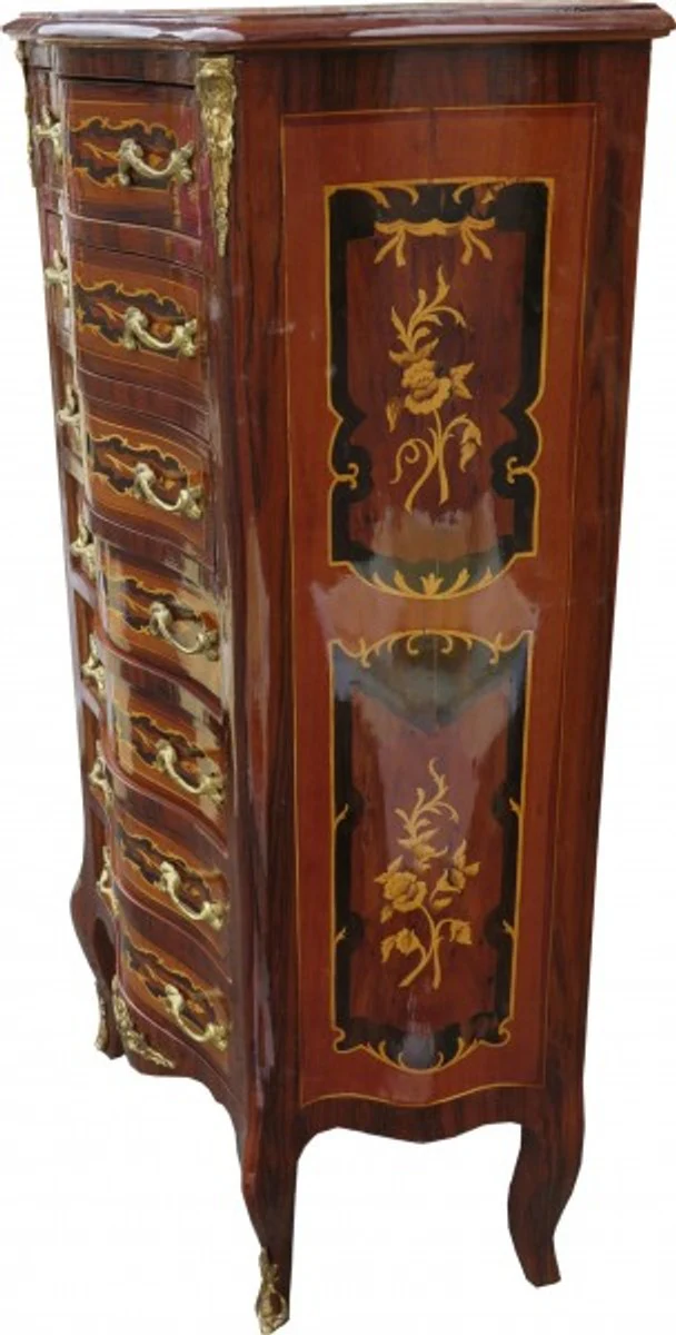 Baroque chest of drawers mahogany inlaid with 7 drawers 120 x 70 x 35 cm - antique style