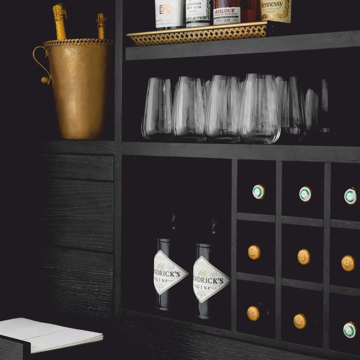 Luxury bar cabinet black gray / bronze H. 150 cm - Bar furniture