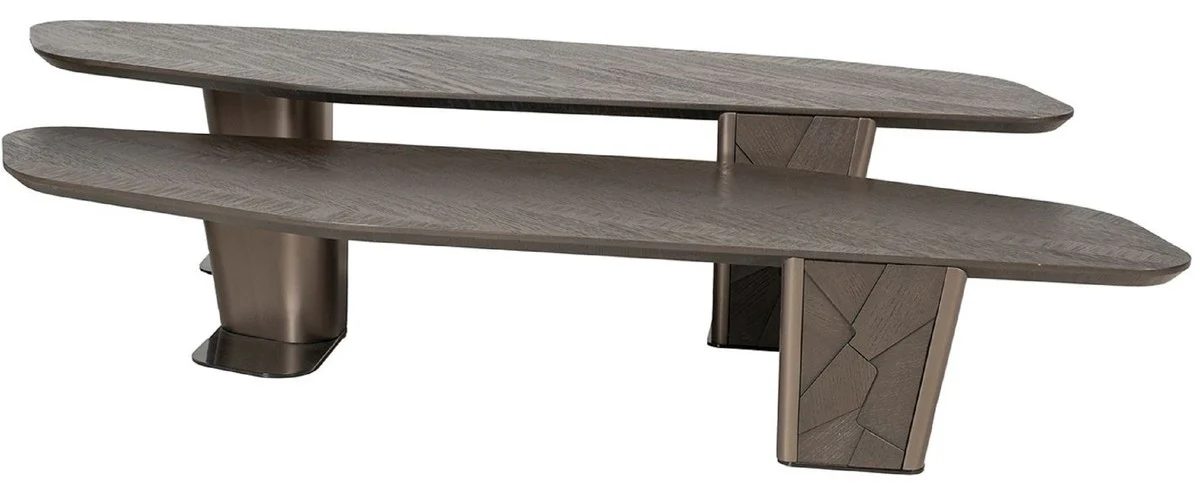 Luxury coffee table set of 2 dark brown / bronze - luxury living room tables - living room furniture - hotel furniture - luxury furniture